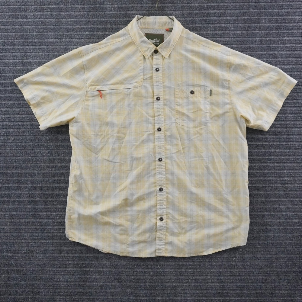 Howler Bros Matagorda Button Down Shirt XL Yellow Plaid Short Sleeve Ventilated